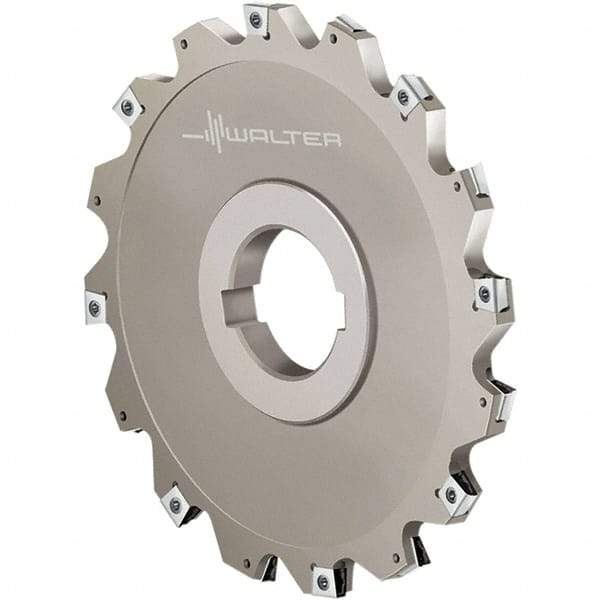 Walter - Arbor Hole Connection, 1.1417" Cutting Width, 0.4724" Depth of Cut, 125mm Cutter Diam, 1.5748" Hole Diam, 6 Tooth Indexable Slotting Cutter - F4153.B Toolholder, LN.U 080404 Insert, Right Hand Cutting Direction - USA Tool & Supply
