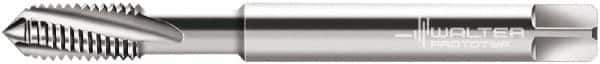 Walter-Prototyp - #6-32 UNC, 3 Flute, 15° Helix, Modified Bottoming Chamfer, Bright Finish, Powdered Metal Spiral Flute STI Tap - Right Hand Flute, 2.7559" OAL, 0.2362" Shank Diam, 0.6299" Thread Length, 3B Class of Fit, Series 224069 - Exact Industrial Supply