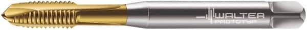 Walter-Prototyp - M8x1.25 Metric, 3 Flute, TiN Finish, Powdered Metal Spiral Point Tap - Plug Chamfer, Right Hand Thread, 90mm OAL, 18mm Thread Length, 8mm Shank Diam, 6H Class of Fit, Series 7021365 - Exact Industrial Supply