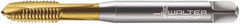 Walter-Prototyp - M8x1.25 Metric, 3 Flute, TiN Finish, Powdered Metal Spiral Point Tap - Plug Chamfer, Right Hand Thread, 90mm OAL, 18mm Thread Length, 8mm Shank Diam, 6H Class of Fit, Series 7021365 - Exact Industrial Supply