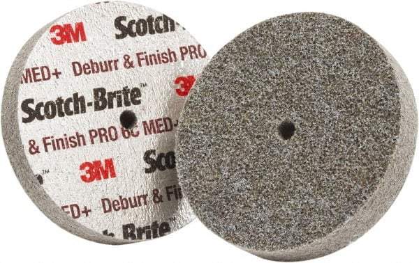 3M - 2" Diam, 1" Face Width, 1/4" Center Hole, Medium Grade, Ceramic Deburring Wheel - Unitized, Hard Density 6 Grade - USA Tool & Supply