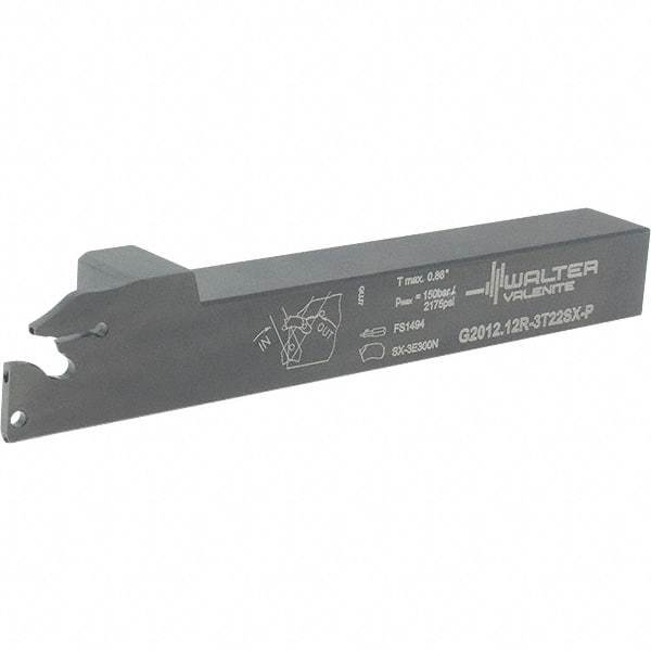 Walter - External Thread, 0.866" Max Depth of Cut, 4.9" OAL, Right Hand Indexable Grooving Cutoff Toolholder - 3/4" Shank Height x 3/4" Shank Width, SX-3.. Insert Style, G2012 Toolholder Style - USA Tool & Supply