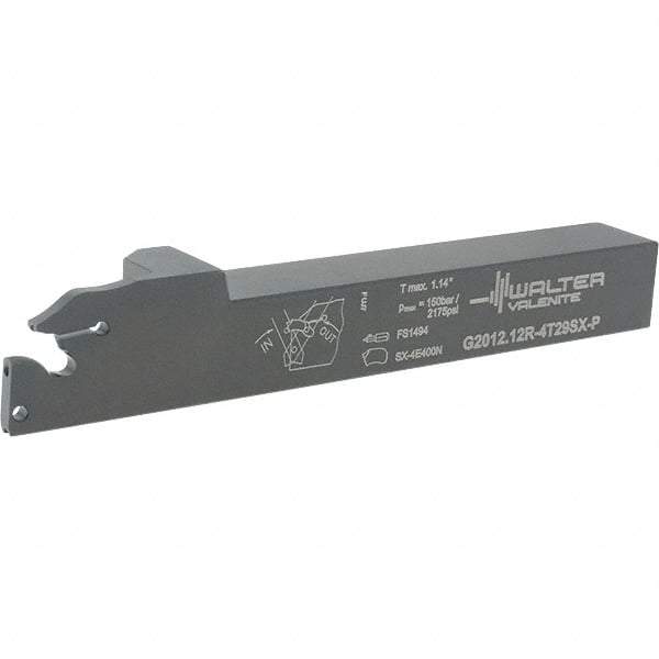 Walter - External Thread, 1.142" Max Depth of Cut, 4.9" OAL, Right Hand Indexable Grooving Cutoff Toolholder - 3/4" Shank Height x 3/4" Shank Width, SX-4.. Insert Style, G2012 Toolholder Style - USA Tool & Supply