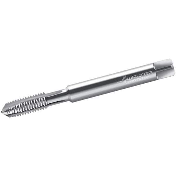 Walter-Prototyp - 1/4-20 UNC, 3 Flute, Bright Finish, Powdered Metal Spiral Point Tap - Plug Chamfer, Right Hand Thread, 80mm OAL, 15mm Thread Length, 7mm Shank Diam, 3B Class of Fit, Series 22207 - Exact Industrial Supply