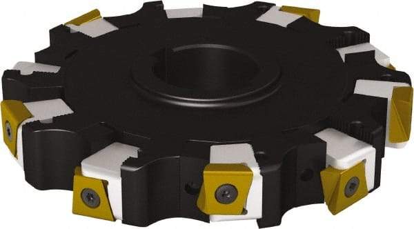 Seco - Arbor Hole Connection, 0.63" Cutting Width, 1.79" Depth of Cut, 152.4mm Cutter Diam, 1-1/2" Hole Diam, 10 Tooth Indexable Slotting Cutter - 335.25 Toolholder, LNHQ 1707, XNHQ 1707 Insert, Left Hand Cutting Direction - USA Tool & Supply