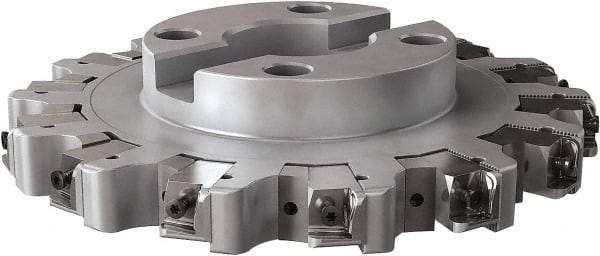 Seco - Shell Mount Connection, 0.6299" Cutting Width, 2.3228" Depth of Cut, 250mm Cutter Diam, 2.3622" Hole Diam, 14 Tooth Indexable Slotting Cutter - R335.25 Toolholder, LNHQ 1707, XNHQ 1707 Insert, Left Hand Cutting Direction - USA Tool & Supply