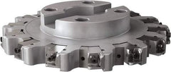 Seco - Shell Mount Connection, 0.6299" Cutting Width, 2.3228" Depth of Cut, 250mm Cutter Diam, 2.3622" Hole Diam, 14 Tooth Indexable Slotting Cutter - R335.25 Toolholder, LNHQ 1707, XNHQ 1707 Insert, Left Hand Cutting Direction - USA Tool & Supply