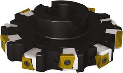 Seco - Shell Mount Connection, 0.6299" Cutting Width, 2-1/8" Depth of Cut, 200mm Cutter Diam, 1.5748" Hole Diam, 12 Tooth Indexable Slotting Cutter - R335.25 Toolholder, LNHQ 1707, XNHQ 1707 Insert, Right Hand Cutting Direction - USA Tool & Supply