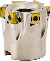 Seco - 5 Inserts, 2" Cut Diam, 0.315" Max Depth of Cut, Indexable Square-Shoulder Face Mill - 1.57" High, LOEX 0804 Insert Compatibility, Series Square T4-08 - USA Tool & Supply