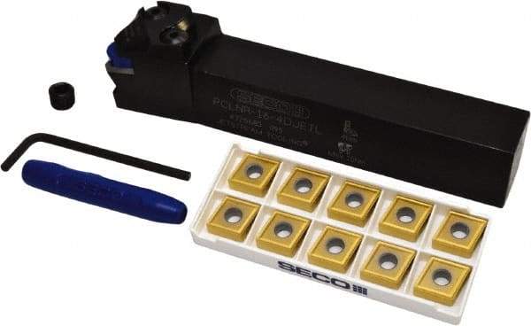 Seco - 11 Piece, CNMG Insert Style, PCLNR-16-4DJETL Toolholder Style, Indexable Turning Set - 1 Toolholder Included - USA Tool & Supply