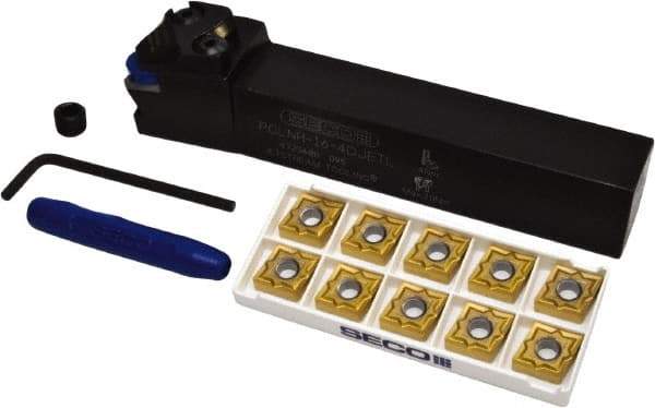 Seco - 11 Piece, CNMP Insert Style, PCLNR-16-4DJETL Toolholder Style, Indexable Turning Set - 1 Toolholder Included - USA Tool & Supply