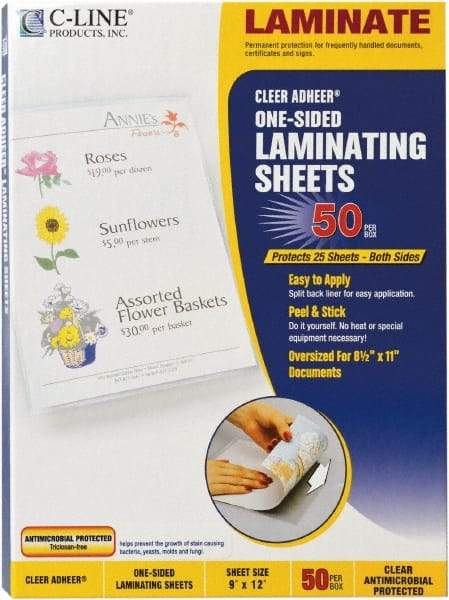 C-LINE - 50 Self-Laminating Sheets - 3 mil Thick x 9" Wide x 1' Long - USA Tool & Supply