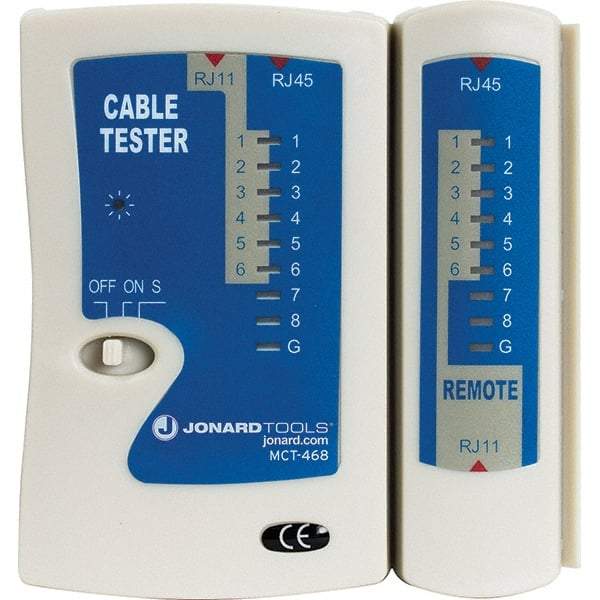 Jonard Tools - Modular Cable Tester - LED Screen, RJ11, RJ12 & RJ45 Connectors - USA Tool & Supply