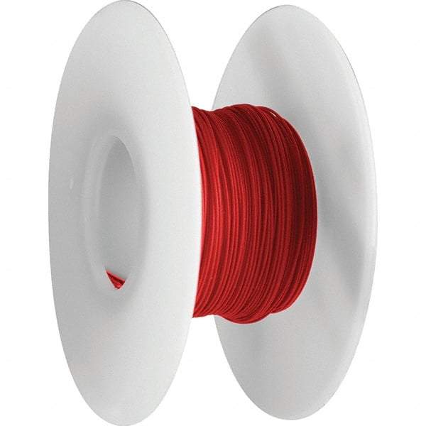 OK Industries - 28 AWG, 1 Strand, 30.4 m OAL, Copper Hook Up Wire - Red Kynar Jacket, 0.024" Diam - USA Tool & Supply