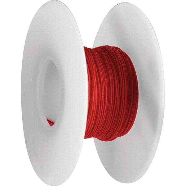 OK Industries - 26 AWG, 1 Strand, 30.4 m OAL, Copper Hook Up Wire - Red Kynar Jacket, 0.027" Diam - USA Tool & Supply