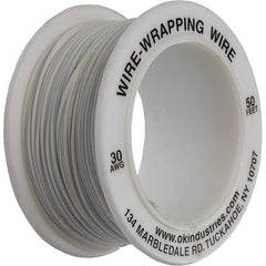 OK Industries - 30 AWG, 1 Strand, 15.2 m OAL, Copper Hook Up Wire - White Kynar Jacket - USA Tool & Supply