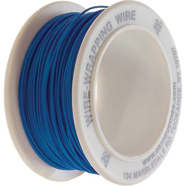 OK Industries - 30 AWG, 1 Strand, 15.2 m OAL, Copper Hook Up Wire - Blue Kynar Jacket - USA Tool & Supply