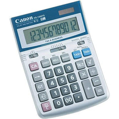 Canon - 12-Digit LCD 12 Function Handheld Calculator - 4-7/8 x 6-7/8 Display Size, White, Solar & Battery Powered - USA Tool & Supply