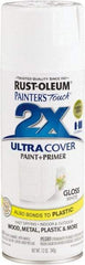Rust-Oleum - White, Gloss, Enamel Spray Paint - 8 to 12 Sq. Ft. per Can, 12 Ounce Container - USA Tool & Supply