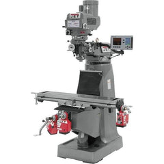 Jet - 9" Table Width x 49" Table Length, Variable Speed Pulley Control, 3 Phase Knee Milling Machine - R8 Spindle Taper, 3 hp - USA Tool & Supply