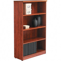 ALERA - 4 Shelf, 55" High x 31-3/4" Wide Bookcase - 14" Deep, Woodgrain Laminate, Medium Cherry - USA Tool & Supply