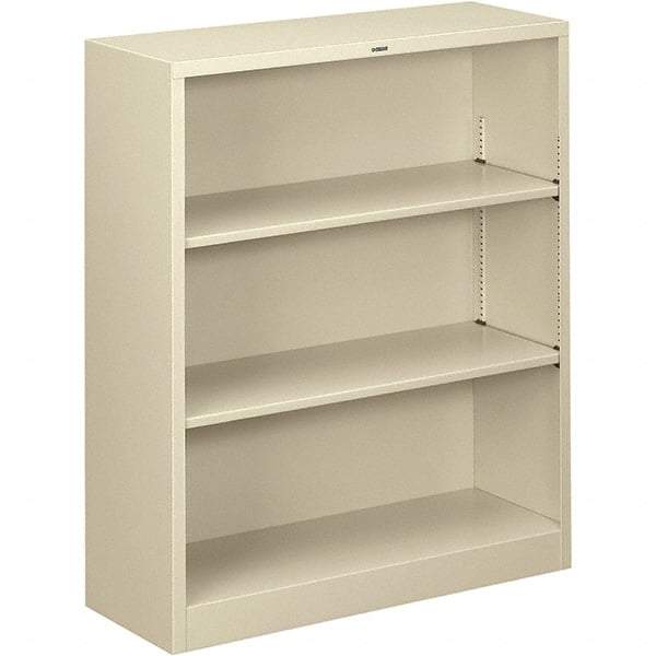 Hon - 3 Shelf, 41" High x 34-1/2" Wide Bookcase - 12-5/8" Deep, Steel, Putty - USA Tool & Supply
