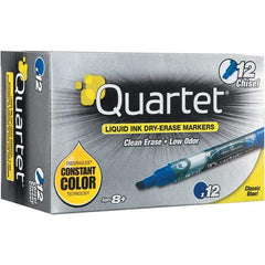 Quartet - Blue, Chisel Tip, Dozen EnduraGlide Dry Erase Markers - For Use with Dry Erase Marker Boards - USA Tool & Supply