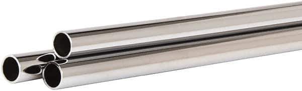 ECONOCO - 48" Max Width Round Tubing Closet Rod - 1.062" Diam, Chrome Finish - USA Tool & Supply