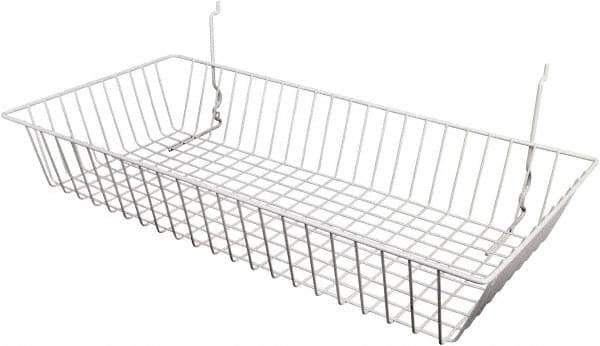 ECONOCO - 12" Deep, Rectangular Steel Peg Board/Slatwall Basket - 24" Wide x 4" High - USA Tool & Supply