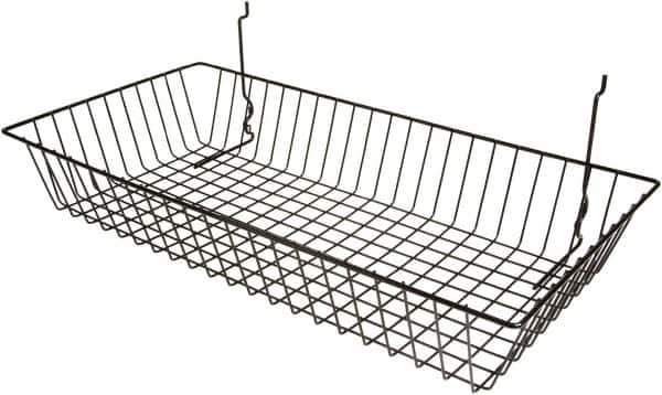 ECONOCO - 12" Deep, Rectangular Steel Peg Board/Slatwall Basket - 24" Wide x 4" High - USA Tool & Supply