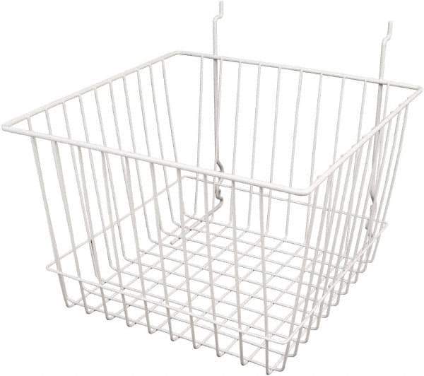 ECONOCO - 12" Deep, Square Steel Peg Board/Slatwall Basket - 12" Wide x 8" High - USA Tool & Supply