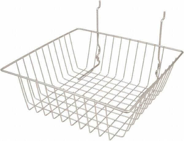 ECONOCO - 12" Deep, Square Steel Peg Board/Slatwall Basket - 12" Wide x 4" High - USA Tool & Supply