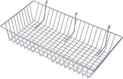 ECONOCO - 12" Deep, Rectangular Steel Peg Board/Slatwall Basket - 24" Wide x 4" High - USA Tool & Supply