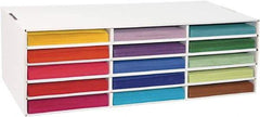 Pacon - 15 Compartments, 29-1/4" Wide x 9-1/2" High x 12-3/4" Deep, Storage Box - Corrugated Cardboard, White - USA Tool & Supply