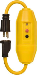 Tower - 1 Outlet, 125 Volt, 15 Amp Rating, 4 to 6mA Max Surge, Plug In, Manual, Commercial, Industrial GFCI - 1-1/2 Ft. Long Cord, 5-15P and R NEMA Configuration, Polycarbonate Housing - USA Tool & Supply