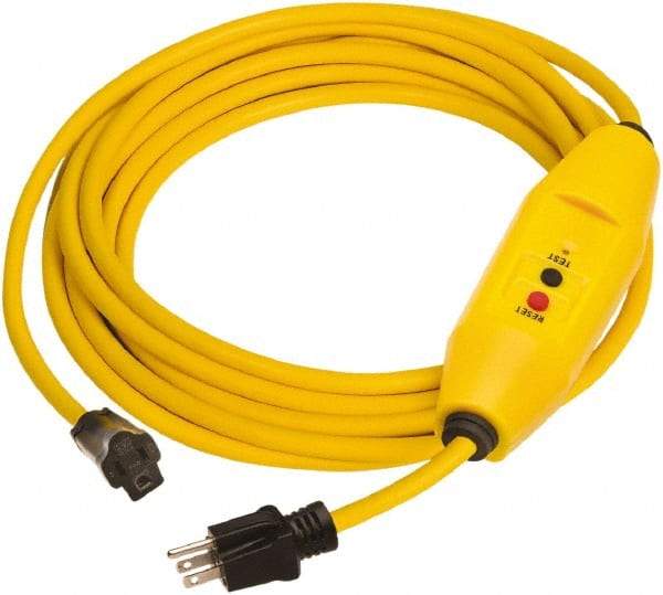 Tower - 1 Outlet, 125 Volt, 15 Amp Rating, 4 to 6mA Max Surge, Plug In, Automatic, Commercial, Industrial GFCI - 50 Ft. Long Cord, 5-15P and R NEMA Configuration, Polycarbonate Housing - USA Tool & Supply