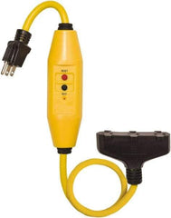 Tower - 3 Outlet, 125 Volt, 15 Amp Rating, 4 to 6mA Max Surge, Plug In, Automatic, Commercial, Industrial GFCI - 2 Ft. Long Cord, 5-15P and (3)R NEMA Configuration, Polycarbonate Housing - USA Tool & Supply