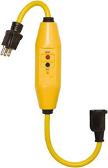 Tower - 1 Outlet, 125 Volt, 15 Amp Rating, 4 to 6mA Max Surge, Plug In, Automatic, Commercial, Industrial GFCI - 1-1/2 Ft. Long Cord, 5-15P and R NEMA Configuration, Polycarbonate Housing - USA Tool & Supply