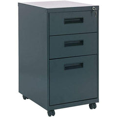 ALERA - 14" Wide x 27-3/4" High x 19-1/8" Deep, 3 Drawer Pedestal - Steel, Charcoal - USA Tool & Supply
