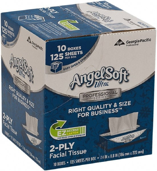 Georgia Pacific - Case of (10) 125-Sheet Flat Boxes of White Facial Tissues - USA Tool & Supply