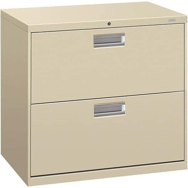 Hon - 30" Wide x 28.38" High x 19-1/4" Deep, 2 Drawer Lateral File - Steel, Putty - USA Tool & Supply