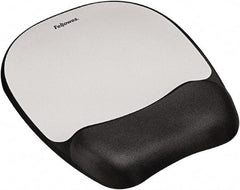 FELLOWES - 7-15/16" x 9-1/4" Black & Silver Mouse Pad/Wrist Rest - Use with Computer, Laptop - USA Tool & Supply