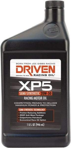 Joe Gibbs Driven Racing Oil - 1 Quart Semi-Synthetic Racing Oil - Grade 20W-50 - USA Tool & Supply