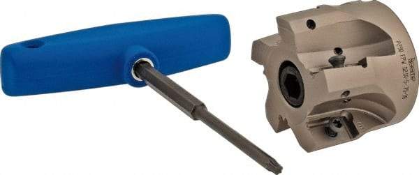 Iscar - 5 Inserts, 2" Cut Diam, 3/4" Arbor Diam, 0.708" Max Depth of Cut, Indexable Square-Shoulder Face Mill - 0° Lead Angle, 1.57" High, P290 AC.T 1806.. Insert Compatibility, Through Coolant, Series MillShred - USA Tool & Supply