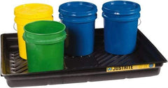 Justrite - 29 Gallon Capacity, 33 Inch Long x 47 Inch Wide, Polyurethane Spill Tray - 33 Inch Diameter, 5-1/2 Inch High, Black - USA Tool & Supply