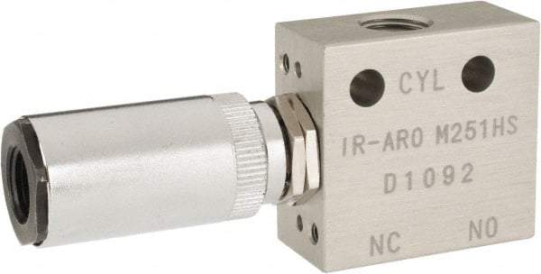 ARO/Ingersoll-Rand - 1/8" Inlet x 1/8" Outlet, Pilot Actuator, Spring Return, 2 Position, Body Ported Solenoid Air Valve - 0.25 CV, 3 Way, 140 psi, 122° Max Temp, 15° Min Temp - USA Tool & Supply