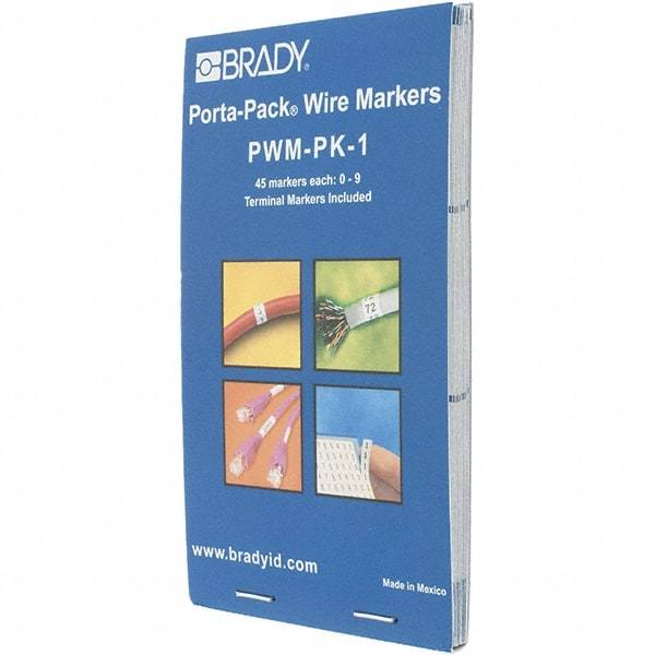 Brady - Nylon Cable Tag - NMBRS 0-9 WHT/BLK WIRE MARKER BOOK - USA Tool & Supply