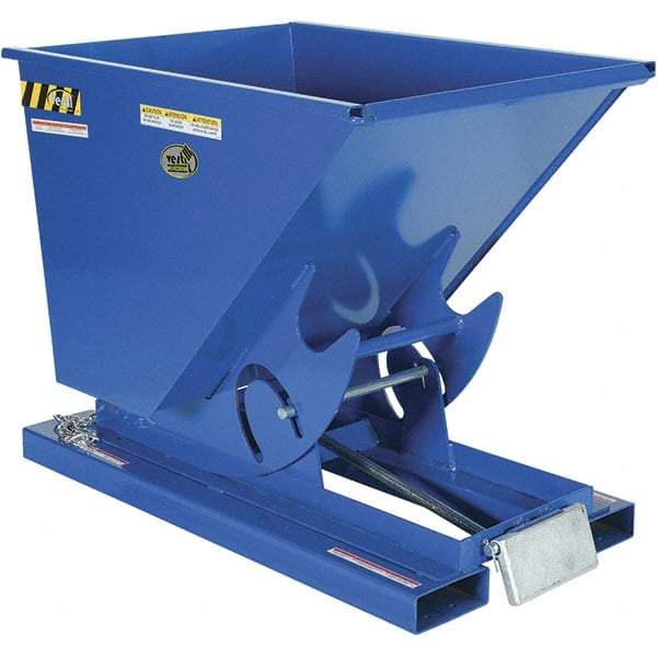 Vestil - 4,000 Lb Load Capacity, 1/2 Cu Yd, Steel Self-Dumping Hopper - 33-9/16" Wide x 51-7/8" Long x 38-1/16" High, Blue - USA Tool & Supply