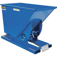 Vestil - 4,000 Lb Load Capacity, 3/4 Cu Yd, Steel Self-Dumping Hopper - 31-9/16" Wide x 61-1/8" Long x 42-3/4" High, Blue - USA Tool & Supply