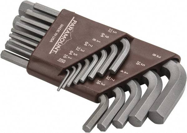 Paramount - 13 Piece L-Key Short Arm Hex Key Set - Hex Range 0.05 to 3/8", Steel - USA Tool & Supply